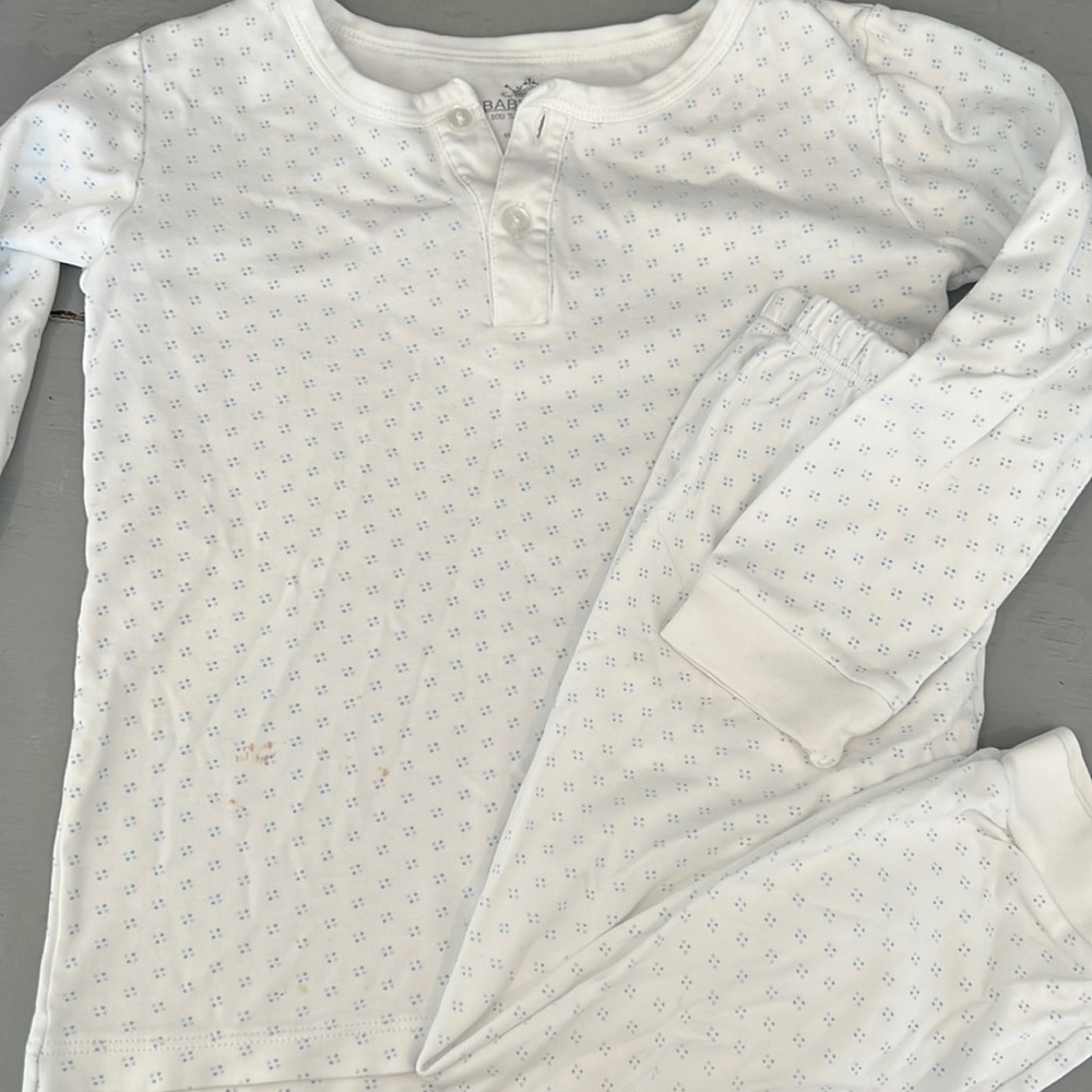 Boy’s Baby Bliss blue dot pajama set, size 5, good condition